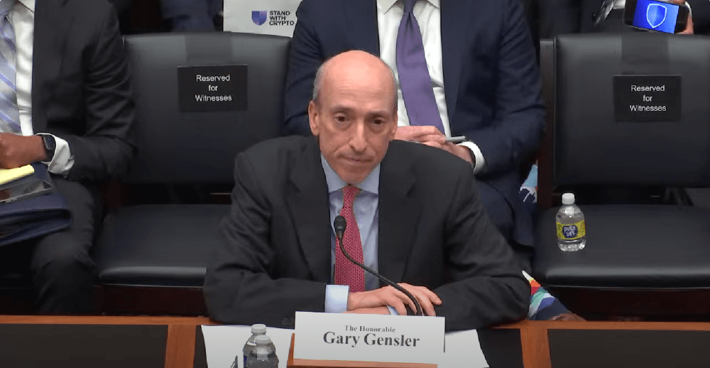 Stand With Crypto photobomb of Gary Gensler during testimony to Congress Stand With Crypto photobomb of Gary Gensler during testimony to Congress