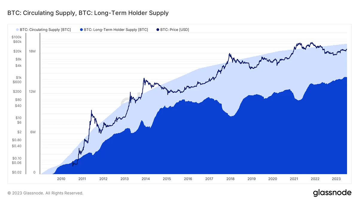 Bitcoin long term holders increasing over time Bitcoin long term holders increasing over time